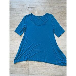 Soft Surroundings Womens Teal Blue Short‎ Sleeve T-Shirt PS